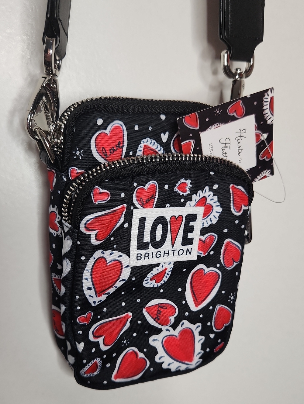 NWT Brighton Red/Wht/Blk multi compartment xbody pouch.